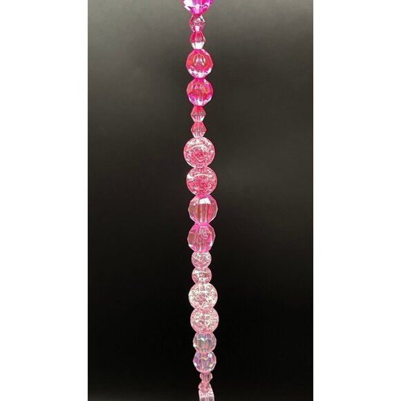 Beaded Suncatcher Ombre Hot Pink To Clear Crystal Prism Hanging Patio Decor Yard - Picture 6 of 10